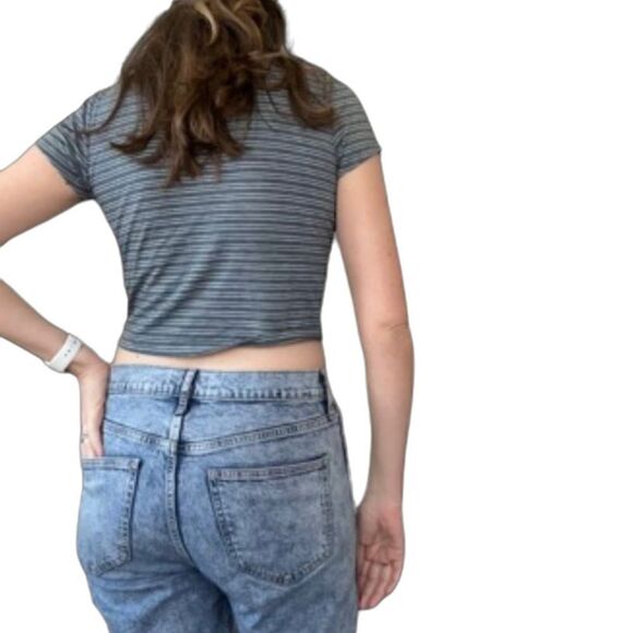 Y2K Blue Striped Crop Top Small - Picture 5 of 10